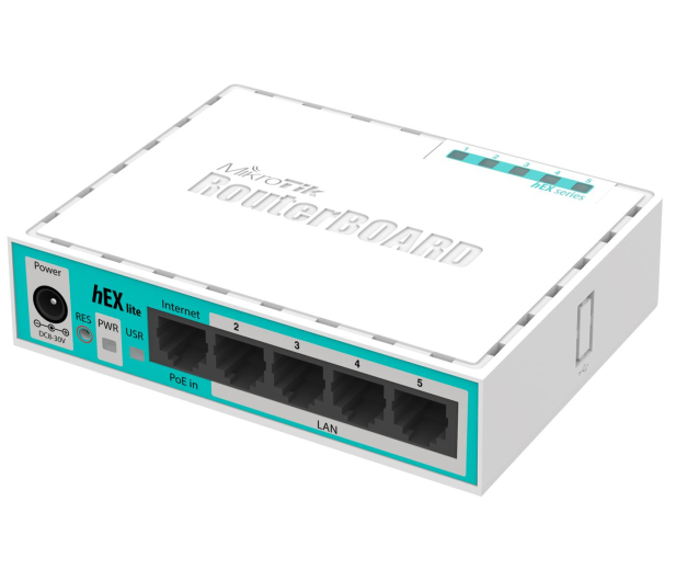 MikroTik hEX lite RB750r2 (1xWAN 4xLAN) PoE in - 731325 - zdjęcie 2